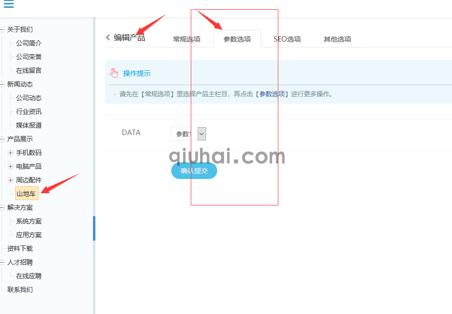 eyoucms商品参数和参数选项有什么区别？
