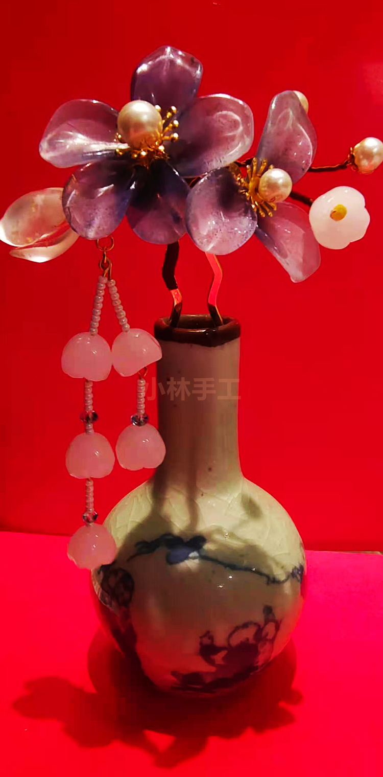 手工古风女头饰diy发夹头箍发圈插式发饰品簪子测夹琉璃珠吊链(5)